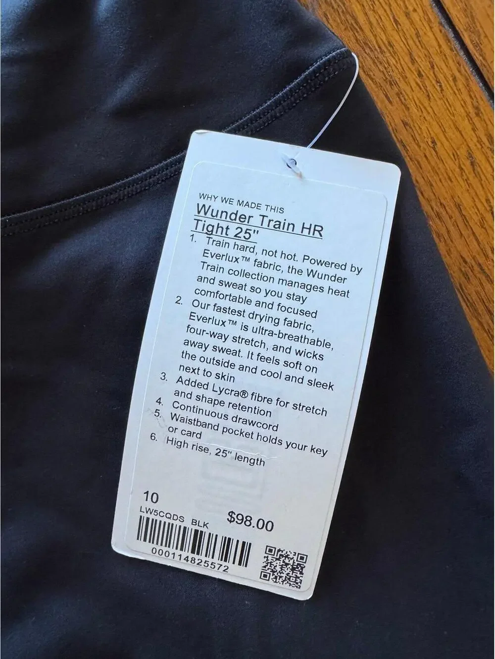 Lululemon Wunder Train High Rise 25” Black Size 10 NWT